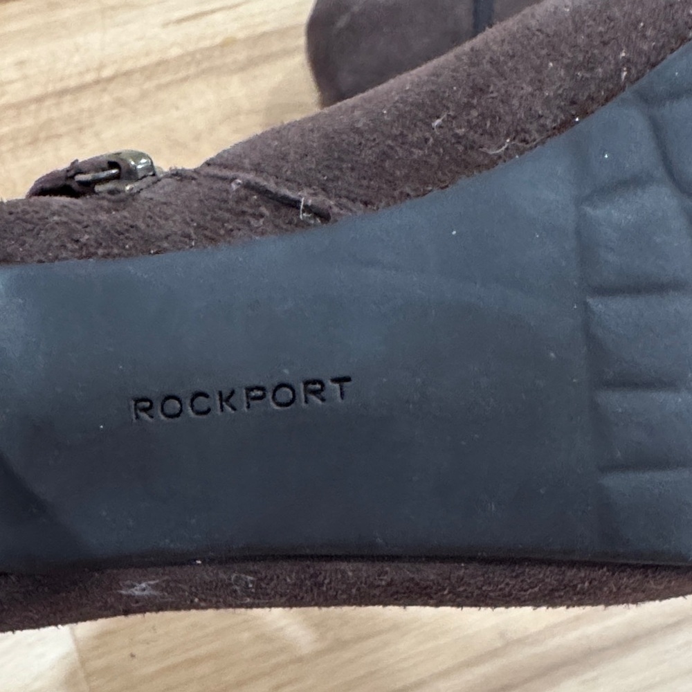 Rockport Brown Peep-Toe Platform Ankle Heeled Boots 6.5 - Picture 3 of 7